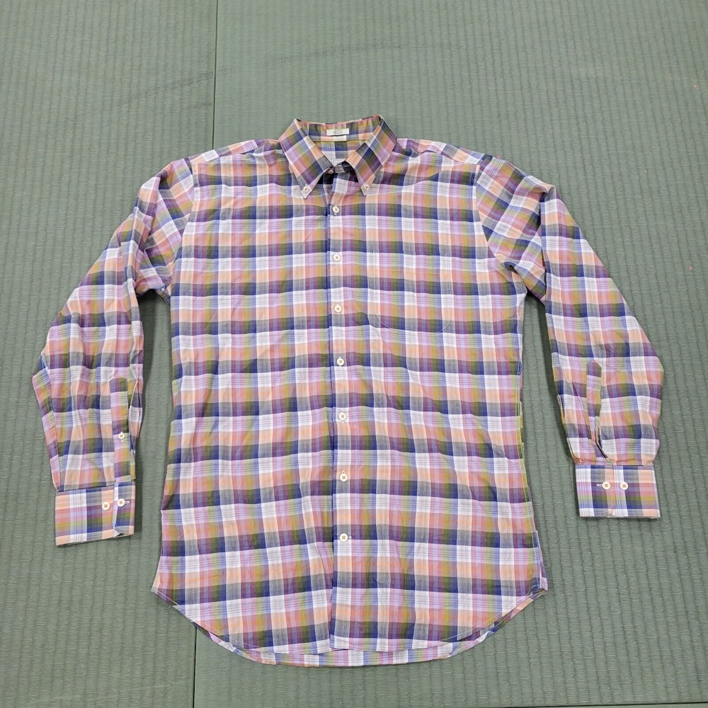 Peter Millar Shirt Mens Large Colorful Madras‎ Plaid Long Sleeve Button Down